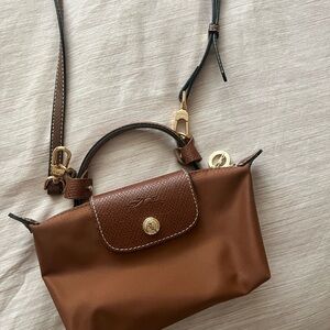Longchamp Brown Crossbody Bag with Gold Accents